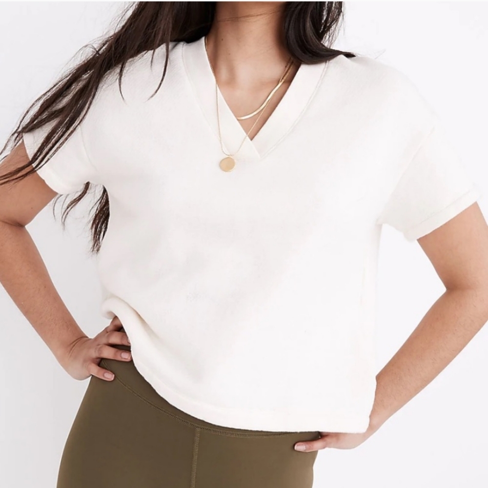 Madewell White V-Neck Top